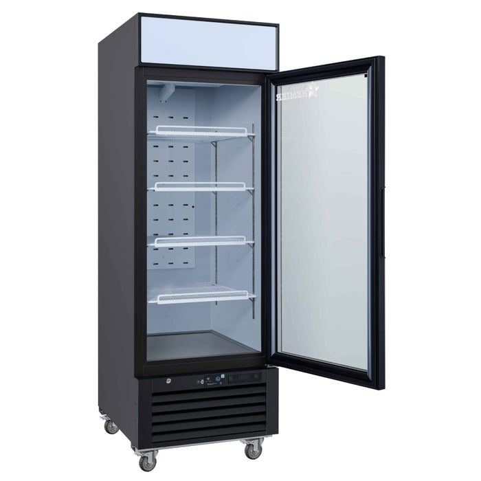EFI Premier C1-27GDVCP 27" Black Glass 1-Door Refrigerated Merchandiser, Right Hinge - 19.3 Cu. Ft.