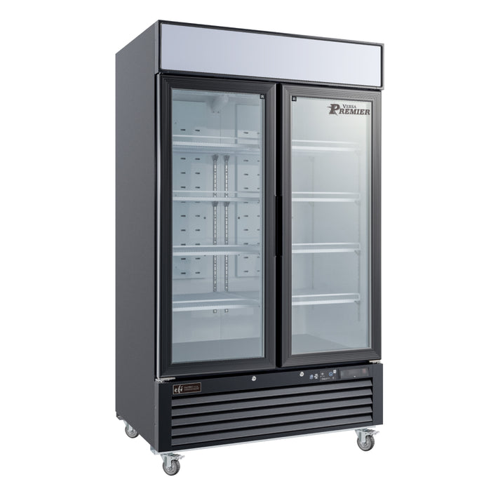 EFI Premier C2-48GDVCP 47" Black Glass 2-Door Refrigerated Merchandiser - 38.6 Cu. Ft.