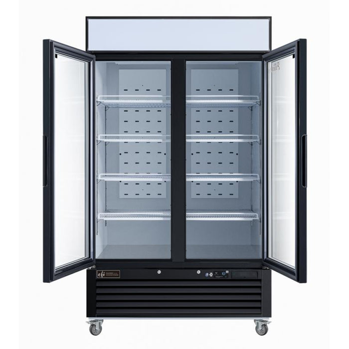 EFI Premier C2-48GDVCP 47" Black Glass 2-Door Refrigerated Merchandiser - 38.6 Cu. Ft.