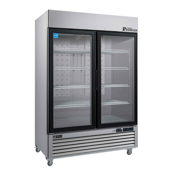 EFI Premier C2-54GDSVCP 54" Stainless Steel Glass 2-Door Refrigerated Merchandiser - 43.5 Cu. Ft.