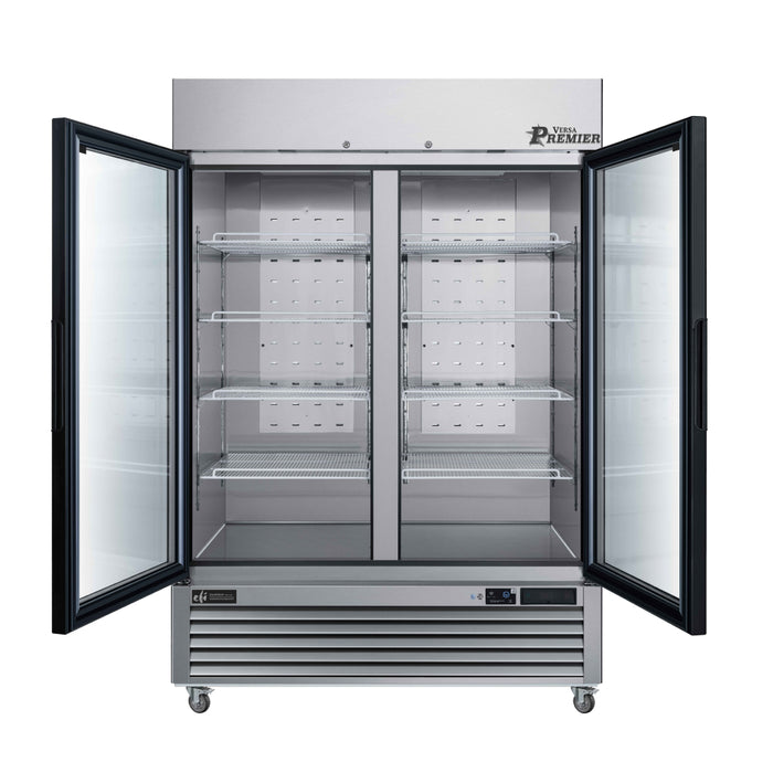 EFI Premier C2-54GDSVCP 54" Stainless Steel Glass 2-Door Refrigerated Merchandiser - 43.5 Cu. Ft.
