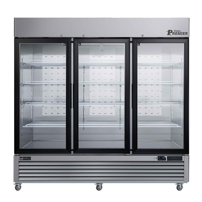 EFI Premier C3-82GDSVCP 82" Stainless Steel Glass 3-Door Refrigerated Merchandiser - 68.3 Cu. Ft.