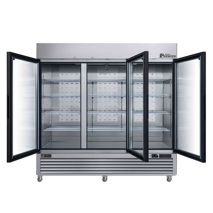EFI Premier C3-82GDSVCP 82" Stainless Steel Glass 3-Door Refrigerated Merchandiser - 68.3 Cu. Ft.