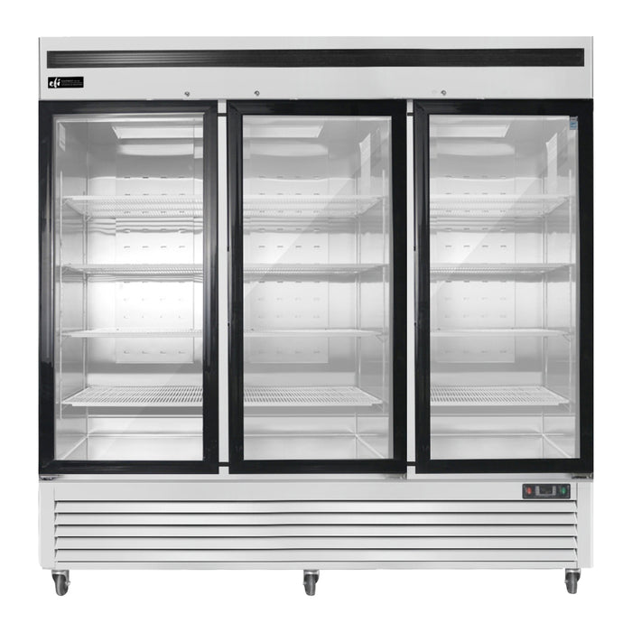 EFI C3-82GDSVC 82" Bottom-Mount Glass 3-Door Merchandising Refrigerator - 77.1 Cu. Ft.