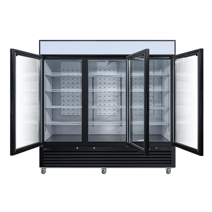 EFI Premier C3-82GDVCP 82" Black Glass 3-Door Refrigerated Merchandiser - 68.3 Cu. Ft.