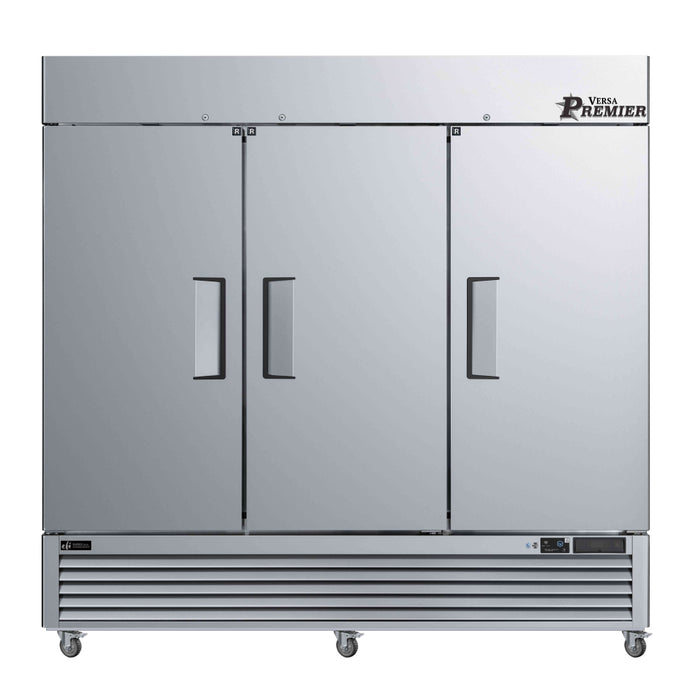 EFI Premier C3-82VCP 82" Bottom Mount Solid 3-Door Stainless Steel Reach-In Refrigerator - 68.3 Cu. Ft.