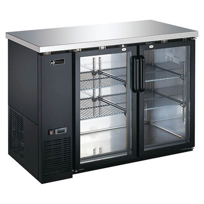 EFI CBBGD2-48CC 49" Black Swing Glass 2-Door Back Bar Refrigerator