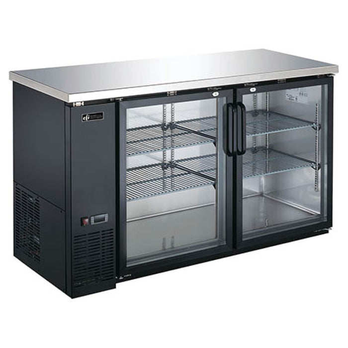 EFI CBBGD2-60CC 61" Black Swing Glass 2-Door Back Bar Refrigerator
