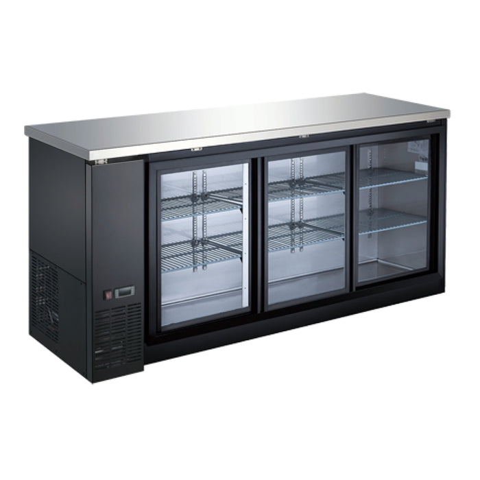 EFI CBBGDS3-72CC 72.5" Black Sliding Glass 3-Door Back Bar Refrigerator