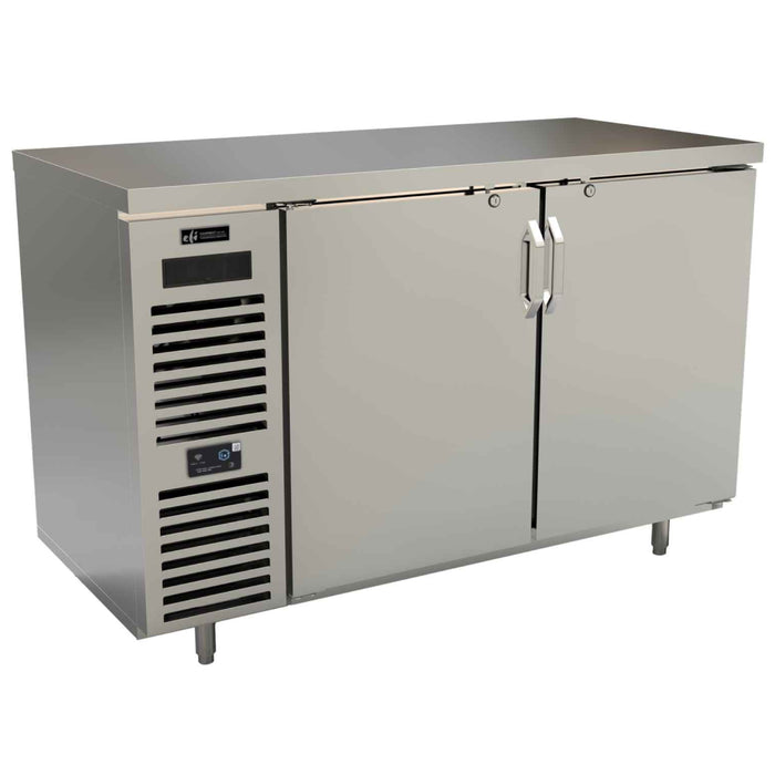 EFI Premier CBBSDR2-28-60VCP 60" 2-Door Front Vent Stainless Steel Back Bar Refrigerator