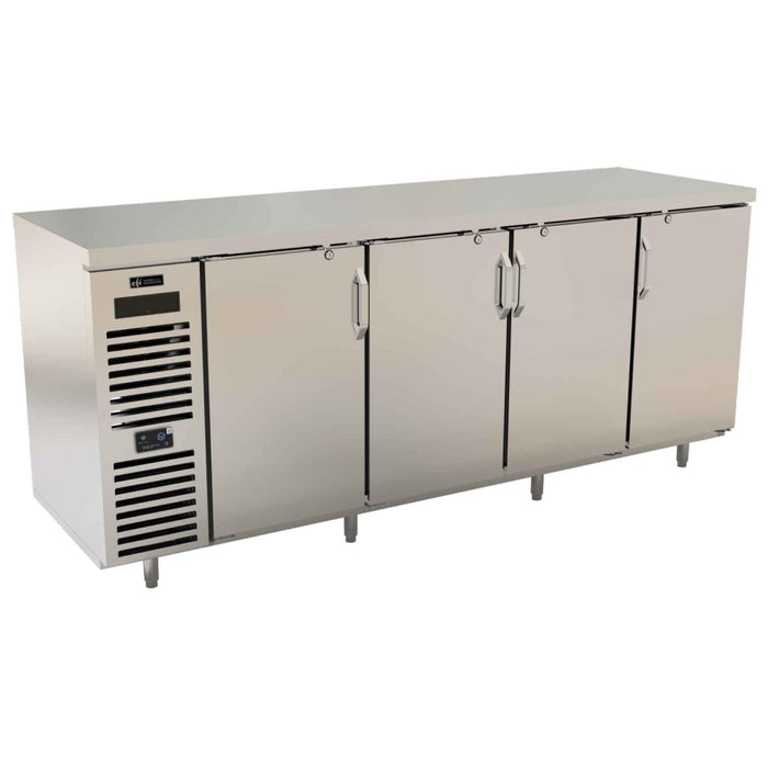 EFI Premier CBBSDR4-28-92VCP 92" 4-Door Front Vent Stainless Steel Back Bar Refrigerator
