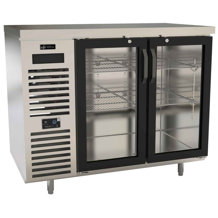 EFI Premier CBBSGD2-28-48VCP 48" Glass 2-Door Front Vent Stainless Steel Back Bar Refrigerator