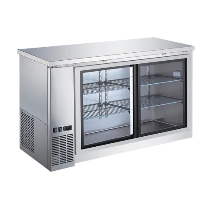 EFI CBBSGDS2-60CC 61" Stainless Steel Sliding Glass 2-Door Back Bar Refrigerator
