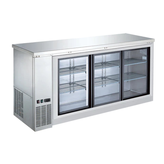 EFI CBBSGDS3-72CC 73" Stainless Steel Sliding Glass 3-Door Back Bar Refrigerator