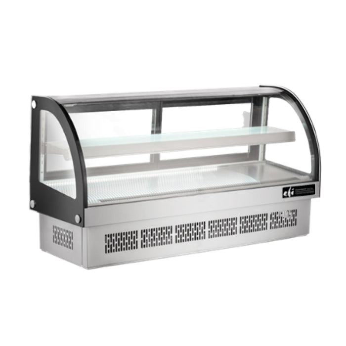 EFI CGCM-CT-6033 60.5" Curved Glass Countertop Refrigerated Showcase - 8.3 Cu. Ft.