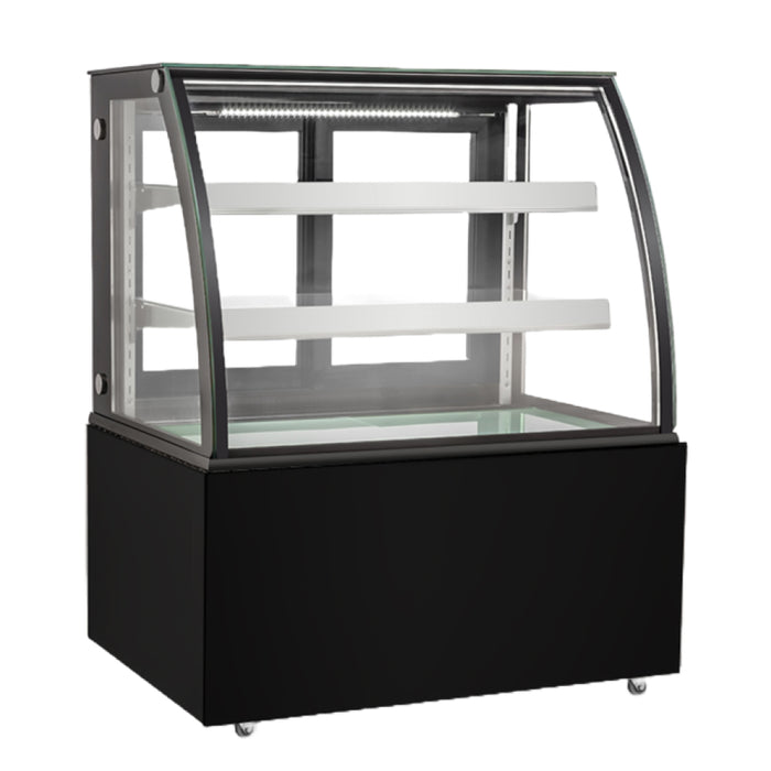 EFI CGCM-3547 37" Black Curved Glass Refrigerated Floor Display Case - 9.5 Cu. Ft.