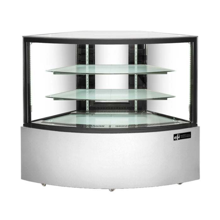 EFI CGCRM-5948 58" Corner Glass Refrigerated Floor Display Case - 11.6 Cu. Ft.