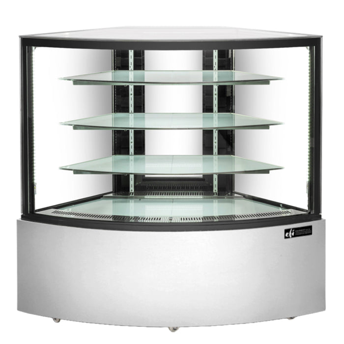EFI CGCRM-5956 58" Corner Glass Refrigerated Floor Display Case - 15.5 Cu. Ft.