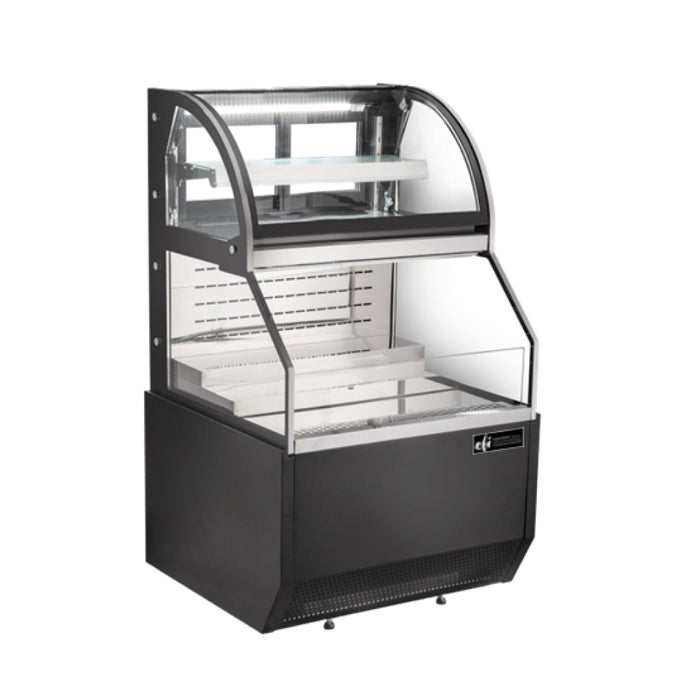 EFI CGOCM-3661 35" Dual Service Open Curved Refrigerated Floor Display Case - 11.5 Cu. Ft.