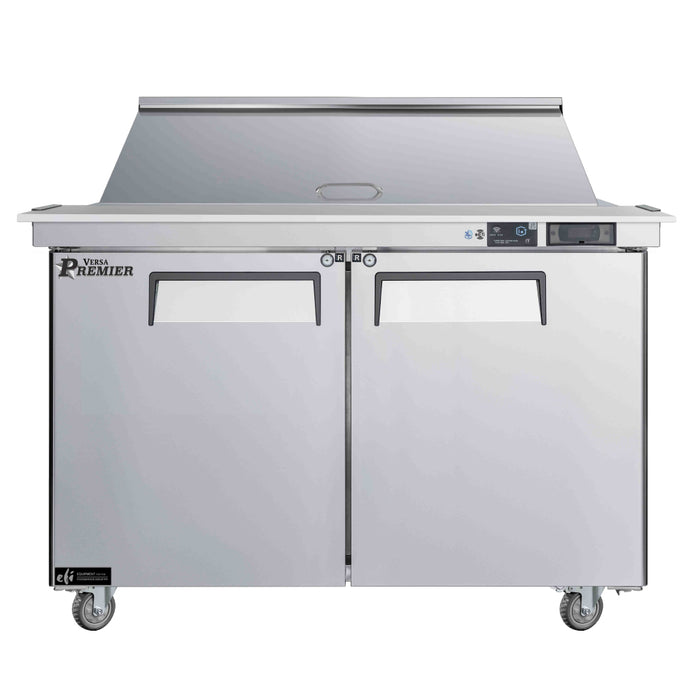 EFI Premier CMDR2-48VCP 48" 2-Door Stainless Steel Mega Top Salad / Sandwich Refrigerated Prep Table, Right Hand - 13 Cu. Ft.