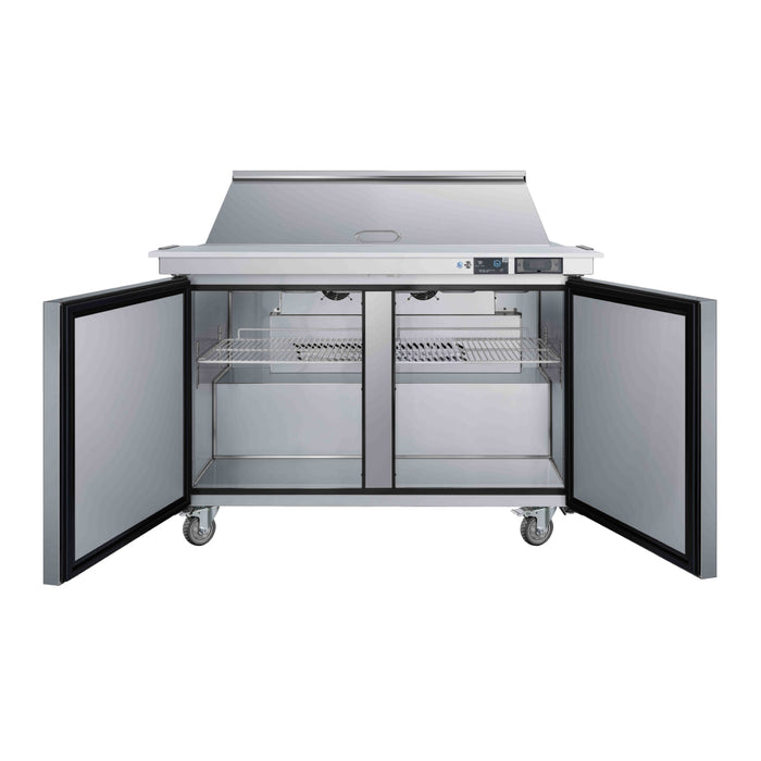 EFI Premier CMDR2-48VCP 48" 2-Door Stainless Steel Mega Top Salad / Sandwich Refrigerated Prep Table, Right Hand - 13 Cu. Ft.