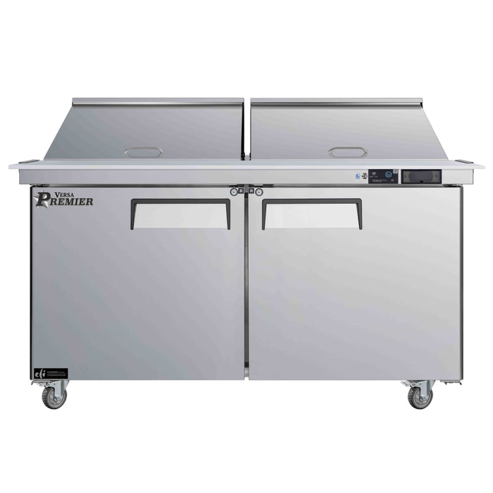 EFI Premier CMDR2-60VCP 60" 2-Door Stainless Steel Mega Top Salad / Sandwich Refrigerated Prep Table, Right Hand - 16.8 Cu. Ft.
