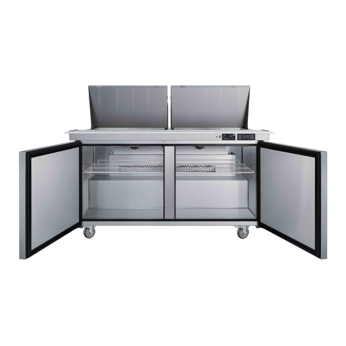 EFI Premier CMDR2-60VCP 60" 2-Door Stainless Steel Mega Top Salad / Sandwich Refrigerated Prep Table, Right Hand - 16.8 Cu. Ft.