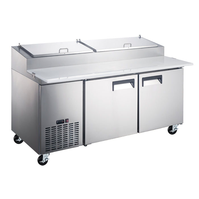 EFI CPDR2-67VCX 67" X-Line 2-Door Stainless Steel Refrigerated Pizza Prep Table - 18.5 Cu. Ft.