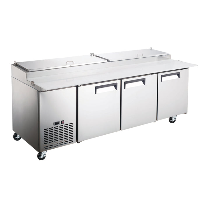 EFI CPDR3-93VCX 93" X-Line 3-Door Stainless Steel Refrigerated Pizza Prep Table - 28.4 Cu. Ft.
