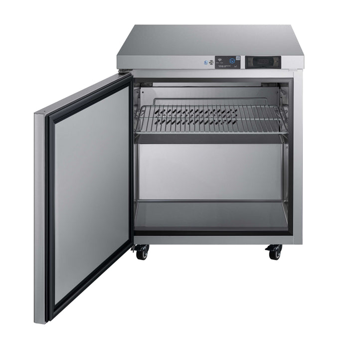EFI Premier CUDR1-27VCP-L 27" Left Hand Solid 1-Door Stainless Steel Undercounter Refrigerator - 7.1 Cu. Ft.