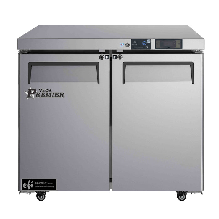 EFI Premier CUDR2-36VCP 36" Solid 2-Door Stainless Steel Undercounter Refrigerator - 9.7 Cu. Ft.