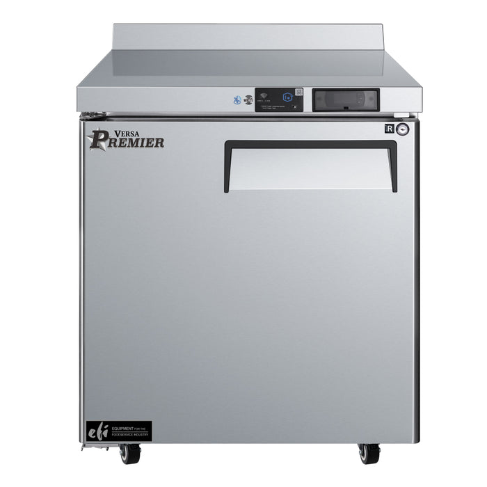 EFI Premier CWDR1-27VCP-L 27" 1-Door Stainless Steel Worktop Refrigerator with Backsplash, Left Hinge - 7.1 Cu. Ft.