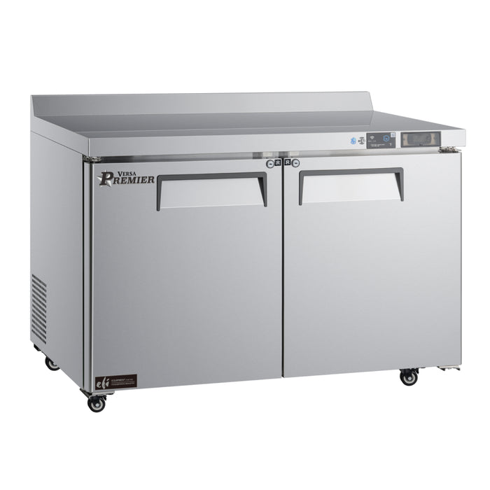 EFI Premier CWDR2-48VCP 48" 2-Door Stainless Steel Worktop Refrigerator with Backsplash - 13 Cu. Ft.