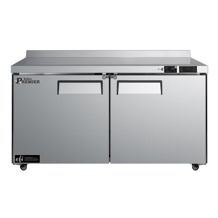 EFI Premier CWDR2-60VCP 60" 2-Door Stainless Steel Worktop Refrigerator with Backsplash - 16.8 Cu. Ft.