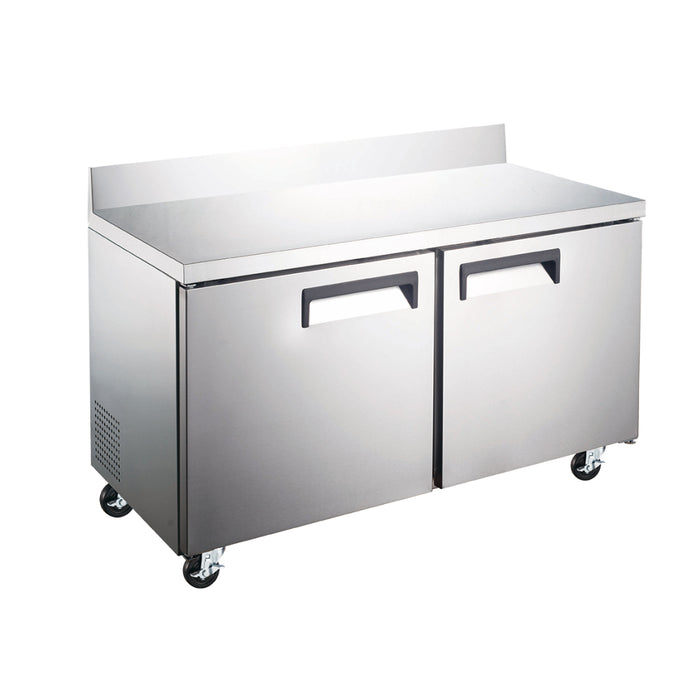 EFI CWDR2-60VCX 60" X-Line 2-Door Stainless Steel Worktop Refrigerator with Backsplash - 17.2 Cu. Ft.