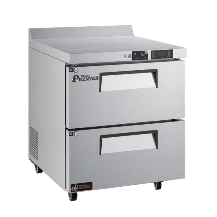 EFI Premier CWDW2-27VCP 27" 2-Drawer Stainless Steel Worktop Refrigerator with Backsplash - 4.4 Cu. Ft.