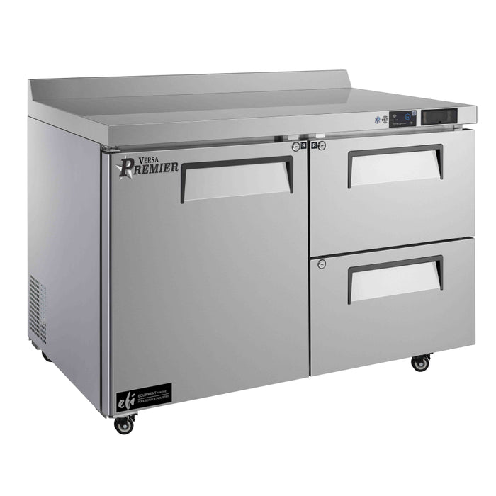EFI Premier CWDW2-48VCP 48" 1-Door & 2-Drawer Stainless Steel Worktop Refrigerator with Backsplash - 11.1 Cu. Ft.