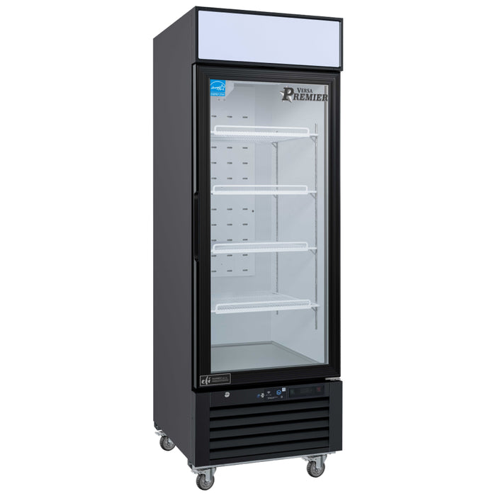 EFI Premier F1-27GDVCP 27" Black Glass 1-Door Merchandiser Freezer, Right Hinge - 19.3 Cu. Ft.