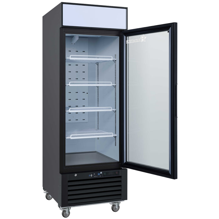EFI Premier F1-27GDVCP 27" Black Glass 1-Door Merchandiser Freezer, Right Hinge - 19.3 Cu. Ft.