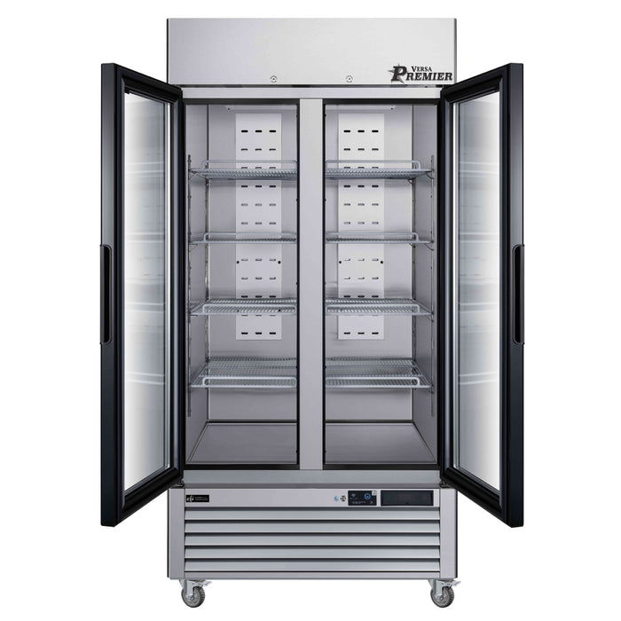 EFI Premier F2-39GDSVCP 39" Stainless Steel Glass 2-Door Merchandiser Freezer - 30.5 Cu. Ft.