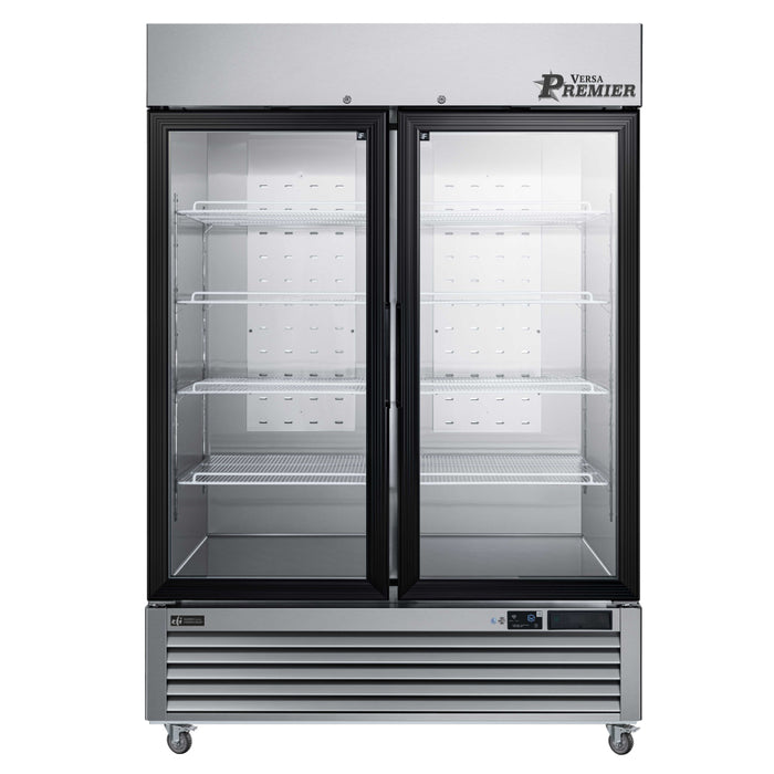 EFI Premier F2-54GDSVCP 54" Stainless Steel Glass 2-Door Merchandiser Freezer - 43.5 Cu. Ft.