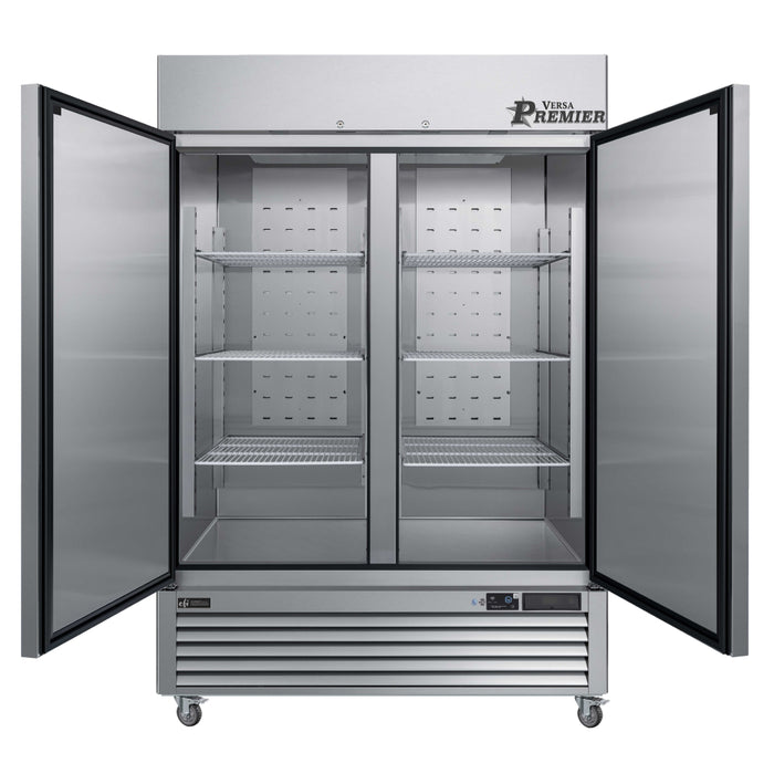 EFI Premier F2-54VCP 54" Bottom Mount Solid 2-Door Stainless Steel Reach-In Freezer - 43.5 Cu. Ft.