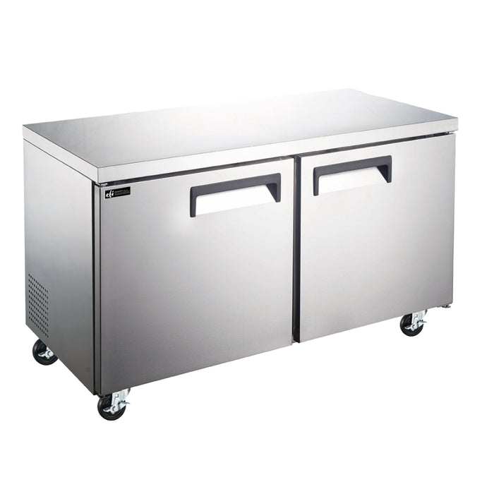 EFI FUDR2-60VCX 60" X-Line 2-Door Stainless Steel Undercounter Freezer - 15 Cu. Ft.