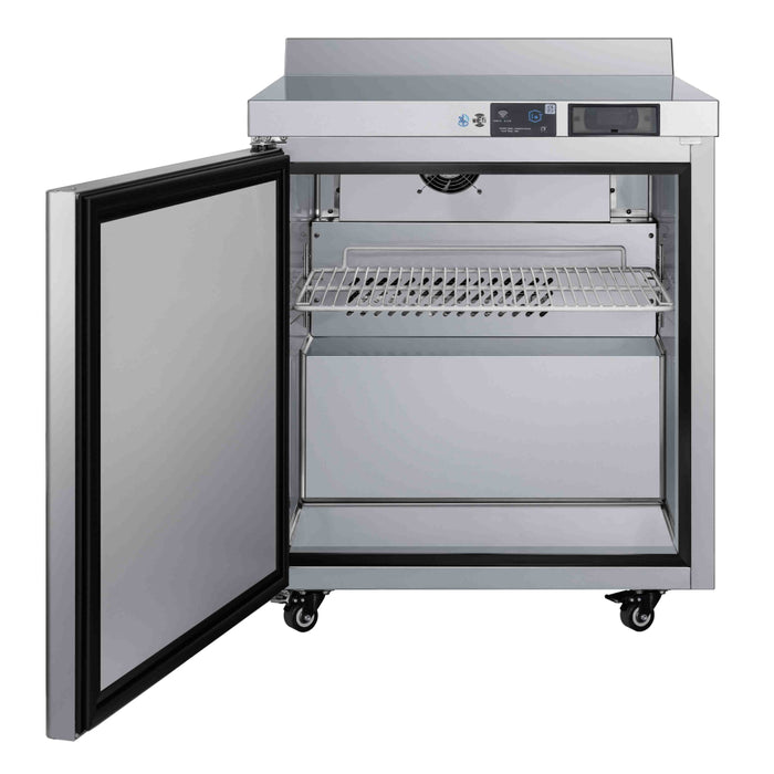 EFI Premier FWDR1-27VCP-L 27" 1-Door Stainless Steel Worktop Freezer with Backsplash, Left Hinge - 7.1 Cu. Ft.