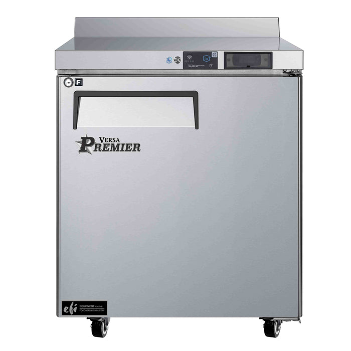 EFI Premier FWDR1-27VCP-R 27" 1-Door Stainless Steel Worktop Freezer with Backsplash, Right Hinge - 7.1 Cu. Ft.