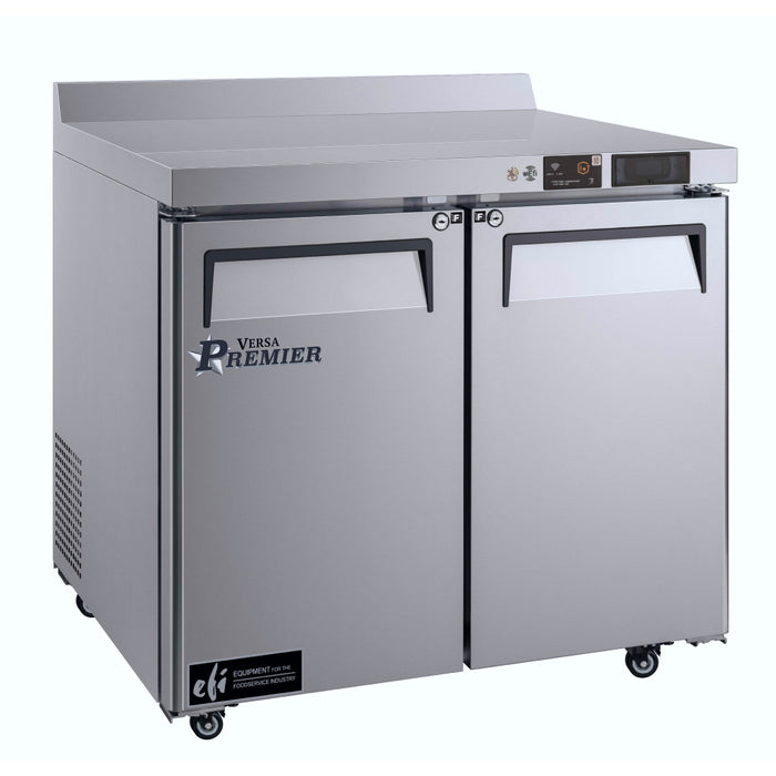 EFI Premier FWDR2-36VCP 36" 2-Door Stainless Steel Worktop Freezer with Backsplash - 9.7 Cu. Ft.