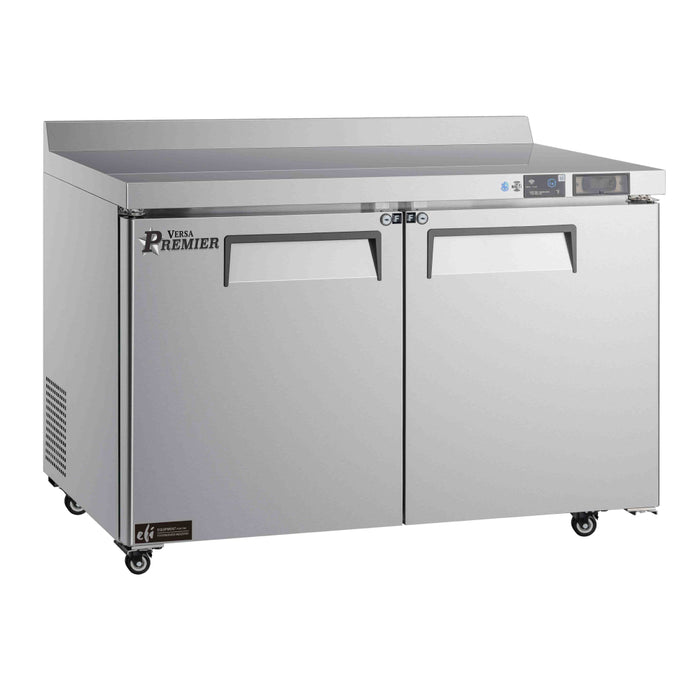 EFI Premier FWDR2-48VCP 48" 2-Door Stainless Steel Worktop Freezer with Backsplash - 13 Cu. Ft.