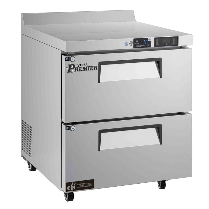 EFI Premier FWDW2-27VCP 27" 2-Drawer Stainless Steel Worktop Freezer with Backsplash - 4.4 Cu. Ft.