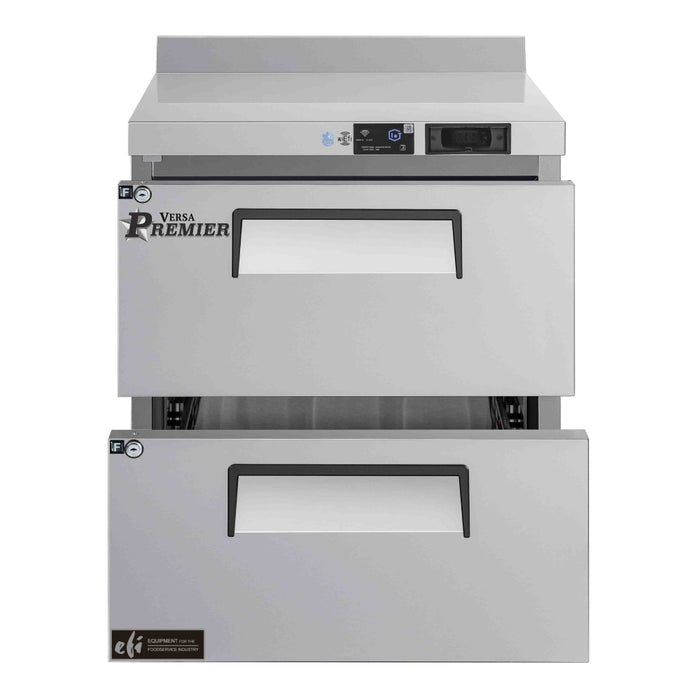 EFI Premier FWDW2-27VCP 27" 2-Drawer Stainless Steel Worktop Freezer with Backsplash - 4.4 Cu. Ft.