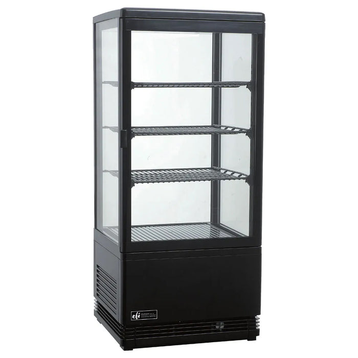 EFI CGSM-1738-B 17" Black Square Glass Floor Refrigerated Display Case - 2.9 Cu. Ft.